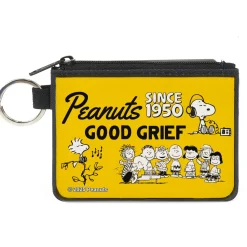 Canvas Zipper Wallet - MINI X-SMALL - PEANUTS Gang SINCE 1950 GOOD GRIEF Group Pose Yellow/Black