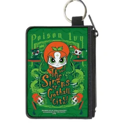 Canvas Zipper Wallet - MINI X-SMALL - Chibi POISON IVY AND THE SIRENS OF GOTHAM CITY Ivy Greens
