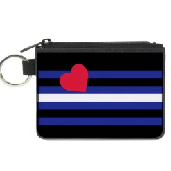 Canvas Zipper Wallet - MINI X-SMALL - Flag Leather Black Blue Red White