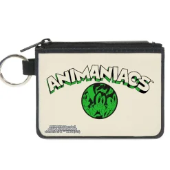 Canvas Zipper Wallet - MINI X-SMALL - ANIMANIACS Wakko Yakko Dot Close-Up Pose White Black Green