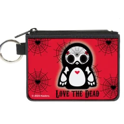 Canvas Zipper Wallet - MINI X-SMALL - Skelanimals Pen the Penguin LOVE THE DEAD Pose Red/Black/White