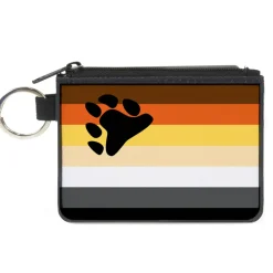 Canvas Zipper Wallet - MINI X-SMALL - Flag Bear Pride2 Black Brown Orange Yellow Tan White Gray Black