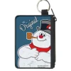 Canvas Zipper Wallet - MINI X-SMALL - Frosty the Snowman THE ORIGINAL Smiling Pose Blue
