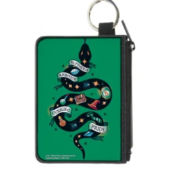 Canvas Zipper Wallet - MINI X-SMALL - Harry Potter SLYTHERIN Serpent AMBITION CUNNING PRIDE Tattoo Green