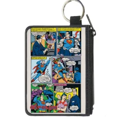 Canvas Zipper Wallet - MINI X-SMALL - Superman Clark Kent Retro Comic Scene Blocks
