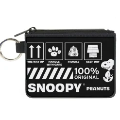 Canvas Zipper Wallet - MINI X-SMALL - Peanuts SNOOPY Care Symbols 100% ORIGINAL Black/White