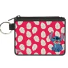 Canvas Zipper Wallet - MINI X-SMALL - Lilo & Stitch Stitch Smiling Pose Lilo Dress Leaves Red Ivory