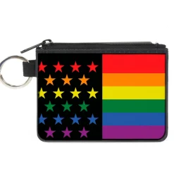 Canvas Zipper Wallet - MINI X-SMALL - Flag American Pride Rainbow Black