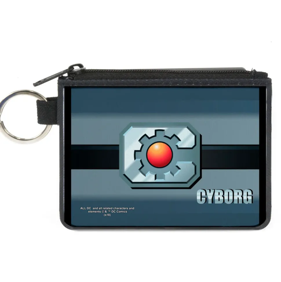 Canvas Zipper Wallet - MINI X-SMALL - CYBORG Icon Stripe Grays Black Red