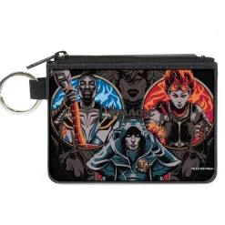 Canvas Zipper Wallet - MINI X-SMALL - MAGIC THE GATHERING Three Planeswalker Poses and Title Logo Black/Grays/Multi Color