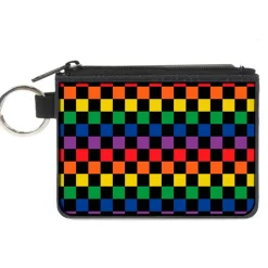 Canvas Zipper Wallet - MINI X-SMALL - Checker Black Rainbow Multi Color