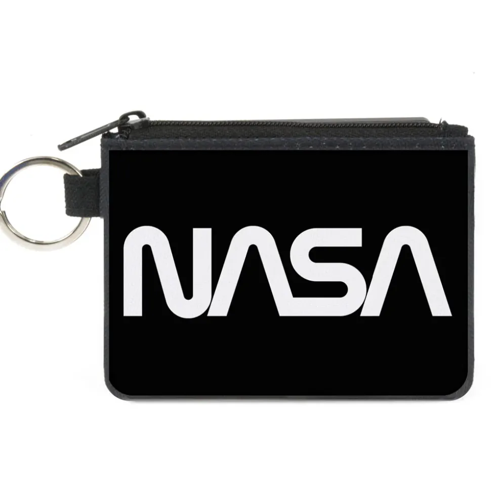 Canvas Zipper Wallet - MINI X-SMALL - NASA Text Black White