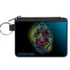 Canvas Zipper Wallet - MINI X-SMALL - Harry Potter Hogwarts Crest Black Yellow Aqua Fade Multi Neon