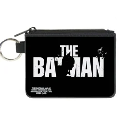 Canvas Zipper Wallet - MINI X-SMALL - THE BATMAN Movie Batman Silhouette Title Black White