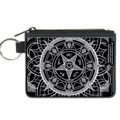 Canvas Zipper Wallet - MINI X-SMALL - Supernatural Devil's Trap Symbol CLOSE-UP Black White
