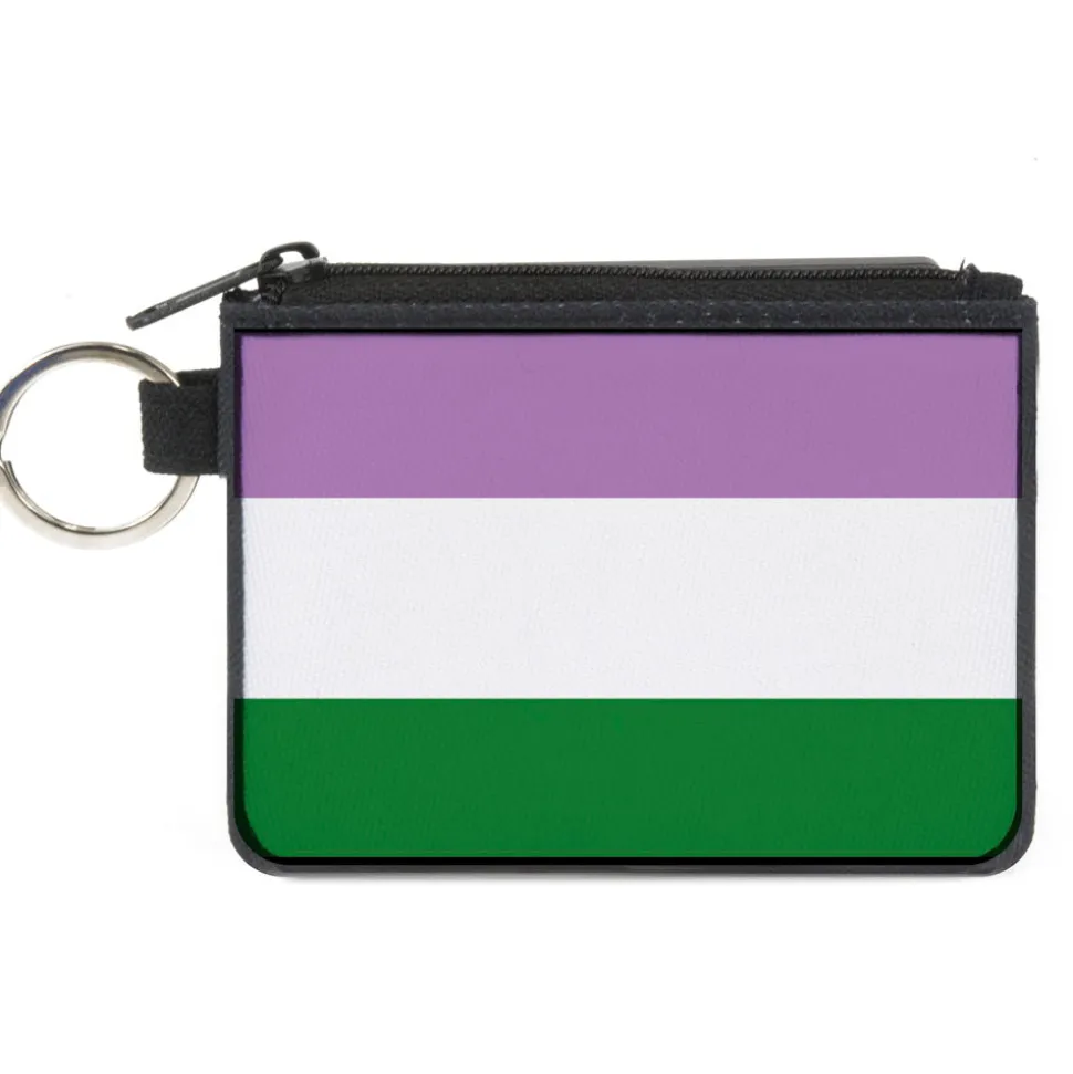 Canvas Zipper Wallet - MINI X-SMALL - Flag Genderqueer Lavender White Green