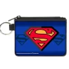 Canvas Zipper Wallet - MINI X-SMALL - Superman Shield Centered Shield Stripe Blues