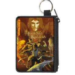 Canvas Zipper Wallet - MINI X-SMALL - THE LEGEND OF KORRA Group Action Pose and Amon Face Orange