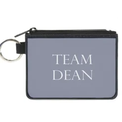 Canvas Zipper Wallet - MINI X-SMALL - Supernatural TEAM DEAN Text Gray White