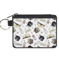 Canvas Zipper Wallet - MINI X-SMALL - Harry Potter Magical Elements Collage White