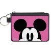 Canvas Zipper Wallet - MINI X-SMALL - Mickey Mouse Face Character Close-Up Pink