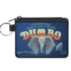 Canvas Zipper Wallet - MINI X-SMALL - Dumbo Face Feather ASTOUND YOUR MIND & EYES & HEARTS Circus Sign Blues