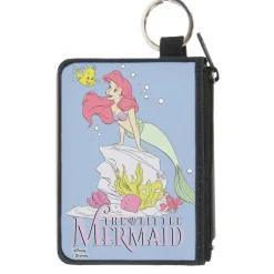Canvas Zipper Wallet - MINI X-SMALL - THE LITTLE MERMAID Flounder and Ariel Pose Blue