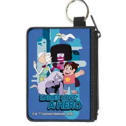 Canvas Zipper Wallet - MINI X-SMALL - Steven Universe LADIES LOVE A HERO Group Pose Blues