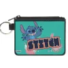 Canvas Zipper Wallet - MINI X-SMALL - Lilo & Stitch Stitch Claws Out Pose and Title Aqua Blue