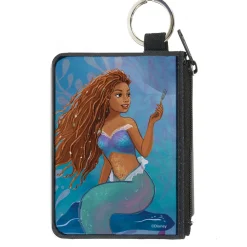 Canvas Zipper Wallet - MINI X-SMALL - The Little Mermaid Ariel Dinglehopper Fork Pose Blues