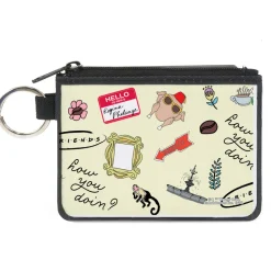 Canvas Zipper Wallet - MINI X-SMALL - FRIENDS Show Icons Collage White