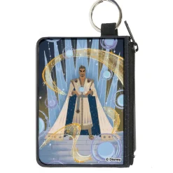 Canvas Zipper Wallet - MINI X-SMALL - Wish King Magnifico Orb and Swirl Pose Blues/Yellows