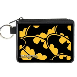 Canvas Zipper Wallet - MINI X-SMALL - Bat Signals CLOSE-UP Stacked Yellow Black