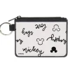 Canvas Zipper Wallet - MINI X-SMALL - Mickey and Minnie Mouse Icons and Script Doodles White/Black