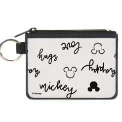 Canvas Zipper Wallet - MINI X-SMALL - Mickey and Minnie Mouse Icons and Script Doodles White/Black