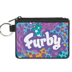 Canvas Zipper Wallet - MINI X-SMALL - FURBY Title Logo Fur Print Blues/Purple/White