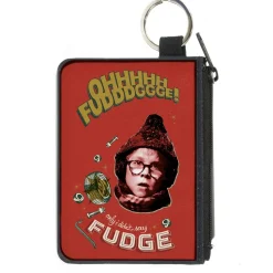 Canvas Zipper Wallet - MINI X-SMALL - A Christmas Story Ralphie OH FUDGE! Collage Reds Greens