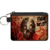 Canvas Zipper Wallet - MINI X-SMALL - FRIDAY THE 13th Jason Mask Trees Tans Blood Splatter Black