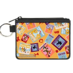 Canvas Zipper Wallet - MINI X-SMALL - The Wizard of Oz Vintage Picture Cards Scattered Yellow