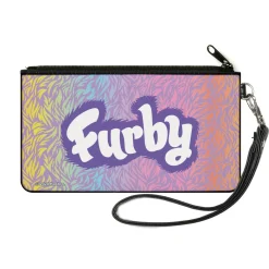 Canvas Zipper Wallet - SMALL - FURBY Title Logo Fur Print Multi Color/Purple/White