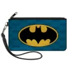 Canvas Zipper Wallet - SMALL - Batman Signal Bat Monogram Distressed Blues Black Yellow