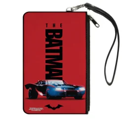 Canvas Zipper Wallet - SMALL - THE BATMAN Movie Batmobile Title Red Black