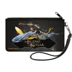 Canvas Zipper Wallet - SMALL - THE LEGEND OF KORRA Group Bending Pose and Logo Black
