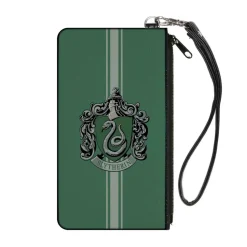 Canvas Zipper Wallet - SMALL - SLYTHERIN Crest Vertical Stripe Green Gray
