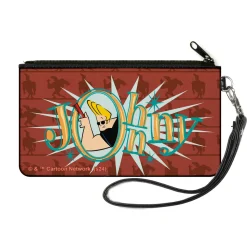 Canvas Zipper Wallet - SMALL - JOHNNY BRAVO Title Logo and Flex Pose Turns Reds