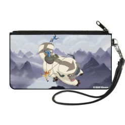 Canvas Zipper Wallet - SMALL - Avatar the Last Airbender Appa Carrying 4-Character Group Scene Over Mountains Grays