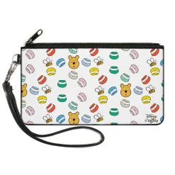 Canvas Zipper Wallet - SMALL - Winnie the Pooh Face Bee Honey Pots Scattered White