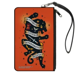 Canvas Zipper Wallet - SMALL - Harry Potter GRYFFINDOR Lion COURAGE DETERMINATION BRAVERY Tattoo Orange