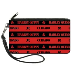 Canvas Zipper Wallet - SMALL - The Suicide Squad 2021 CUIDADO HARLEY QUINN Caution Stripe Red Black