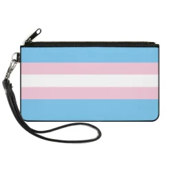 Canvas Zipper Wallet - SMALL - Flag Transgender Baby Blue Baby Pink White